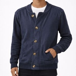 21MEN‎ Men's XS Navy Bomber Jacket Zip Button Casual Fleece Lined